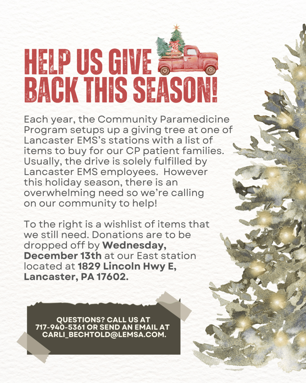 Help Us Give Back This&nbsp;Season!